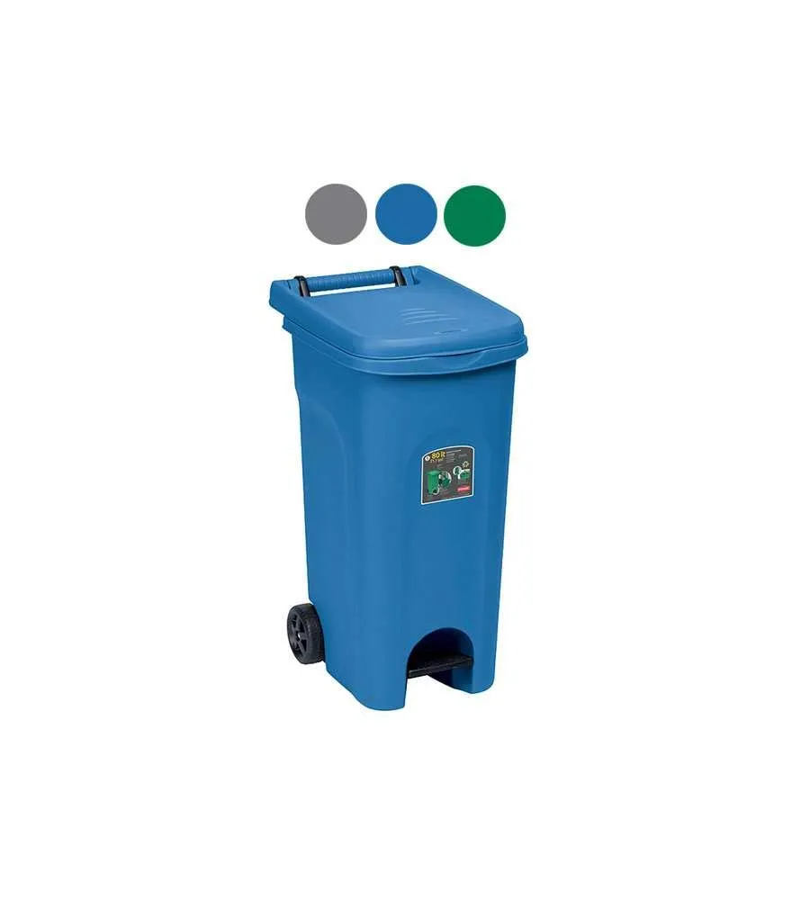 BIDONE ECO SYSTEM 80 LT CON PEDA AZZURRO