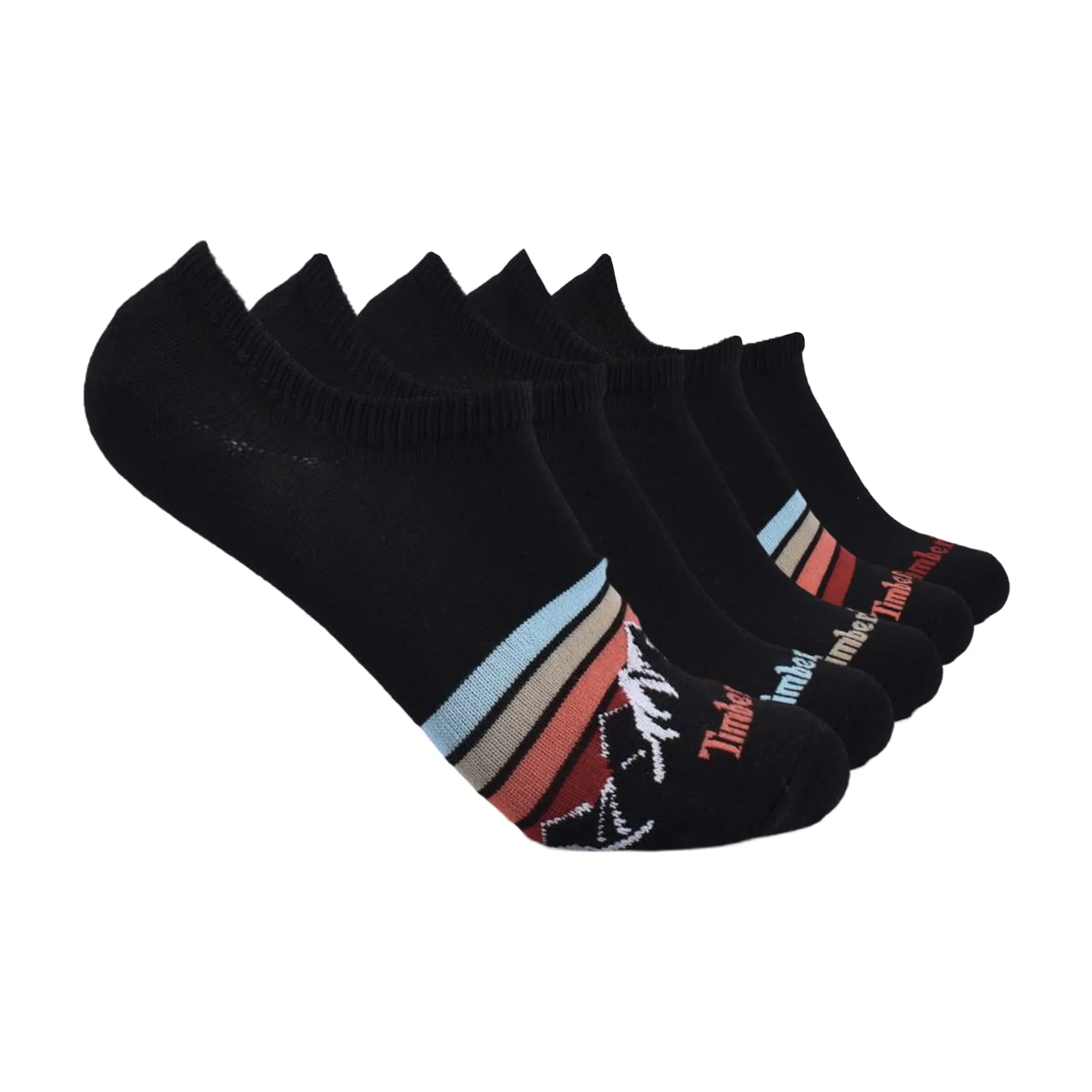 Timberland Women's 5-Pack No Show Liner Socks, Black Mountain Stripe, One Size