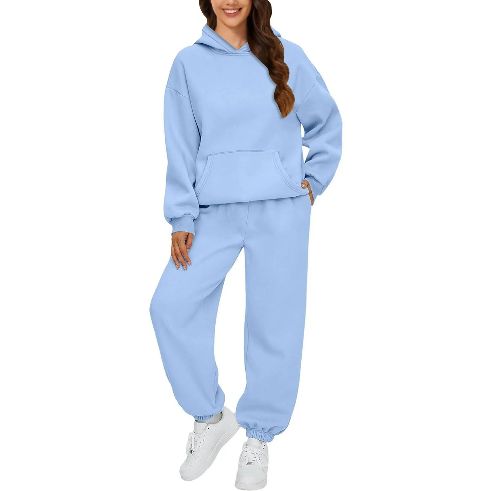 Generico Tuta Donna Invernale Calda Firmate Felpa Con Cappuccio E Jogging Pantaloni Set Sportivo Taglie Forti Leggera Tuta Due Pezzi Tute Da Corsa Palestra Completo Casa Morbida Completi Casual