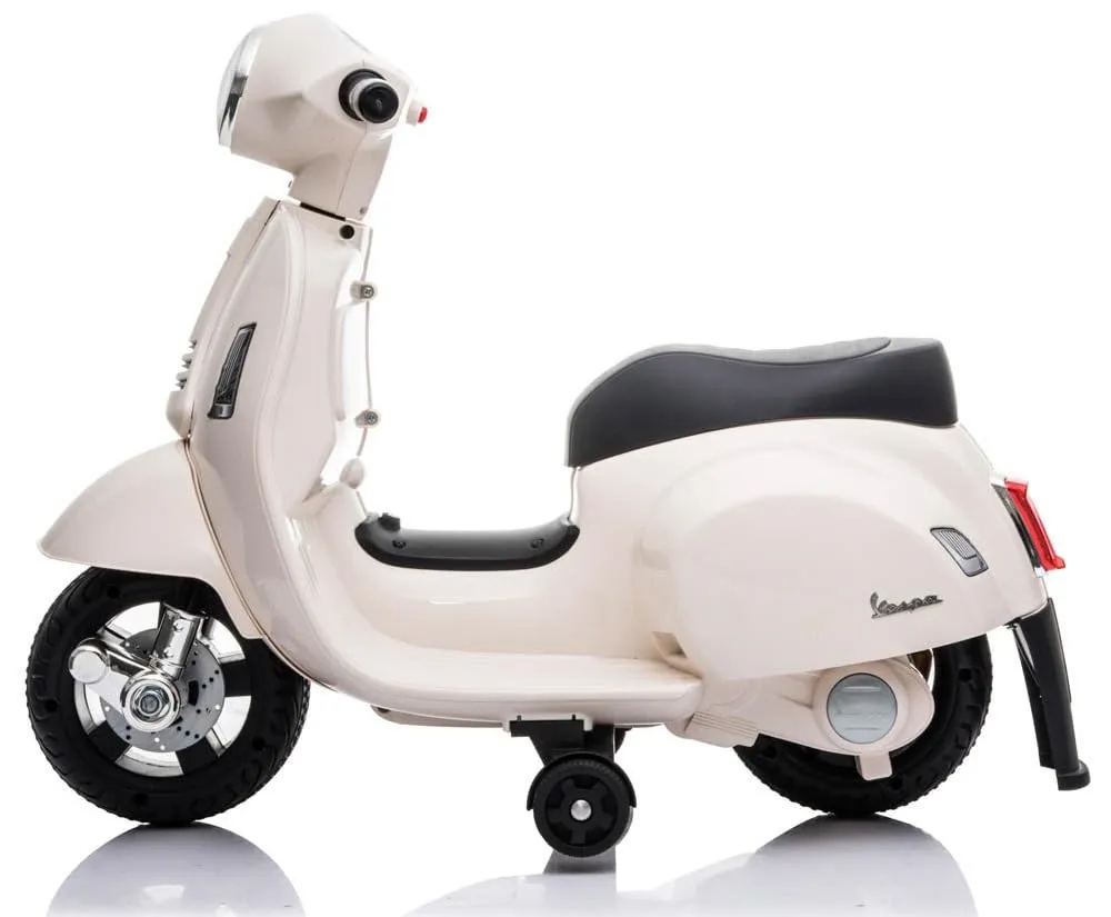 Piaggio Mini Vespa Elettrica per bambini 6V con acceleratore a pedale, luci e suoni integrati, Fari e Clacson, per Bimbi da 18-36 mesi (Bianco) (Bianca)