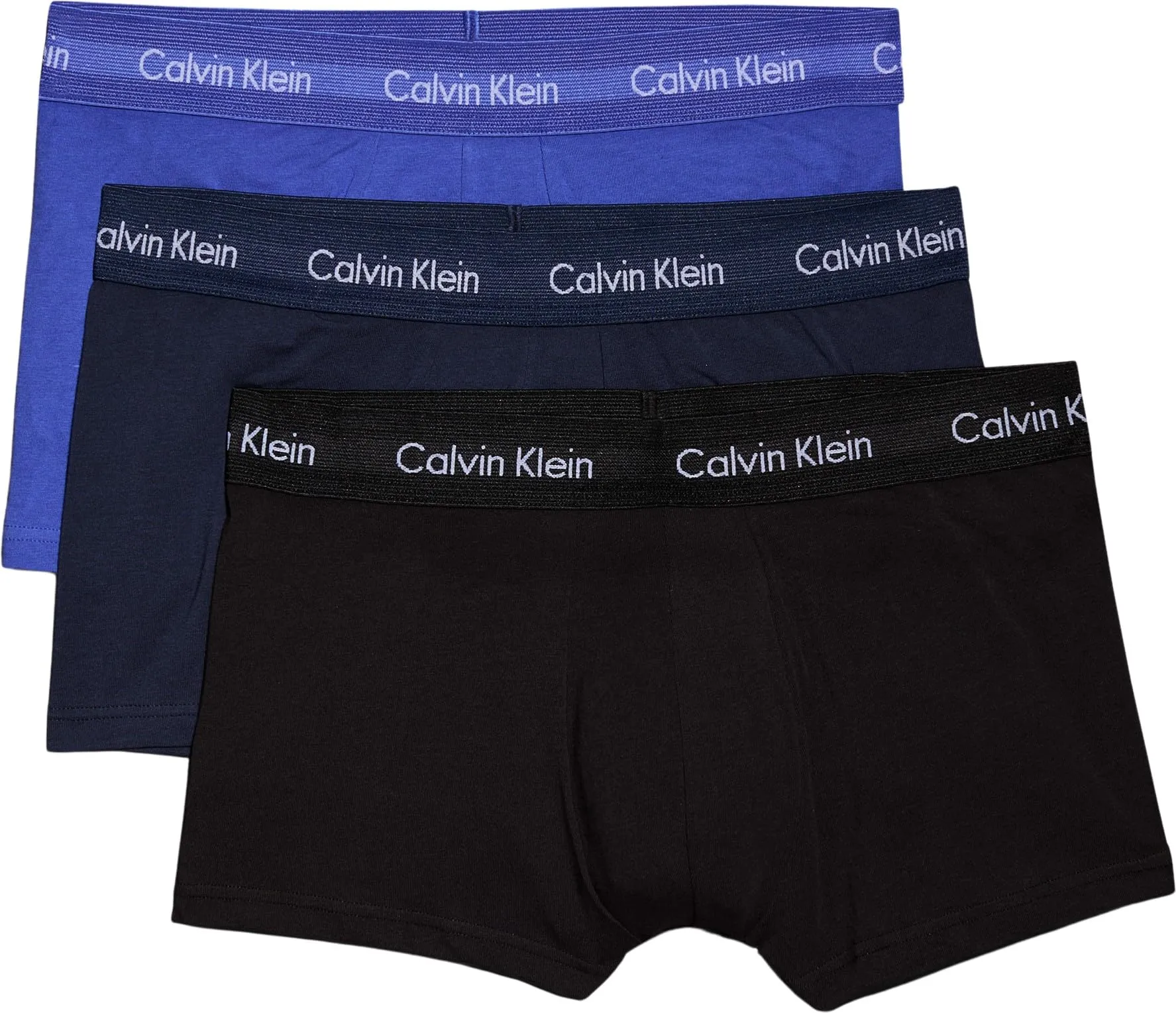 Calvin Klein Pantaloncini Boxer Confezione da 3 Uomo Low Rise Trunks Cotone Elasticizzato, Multicolore (Black/Blueshadow/Cobaltwater DTM WB), M