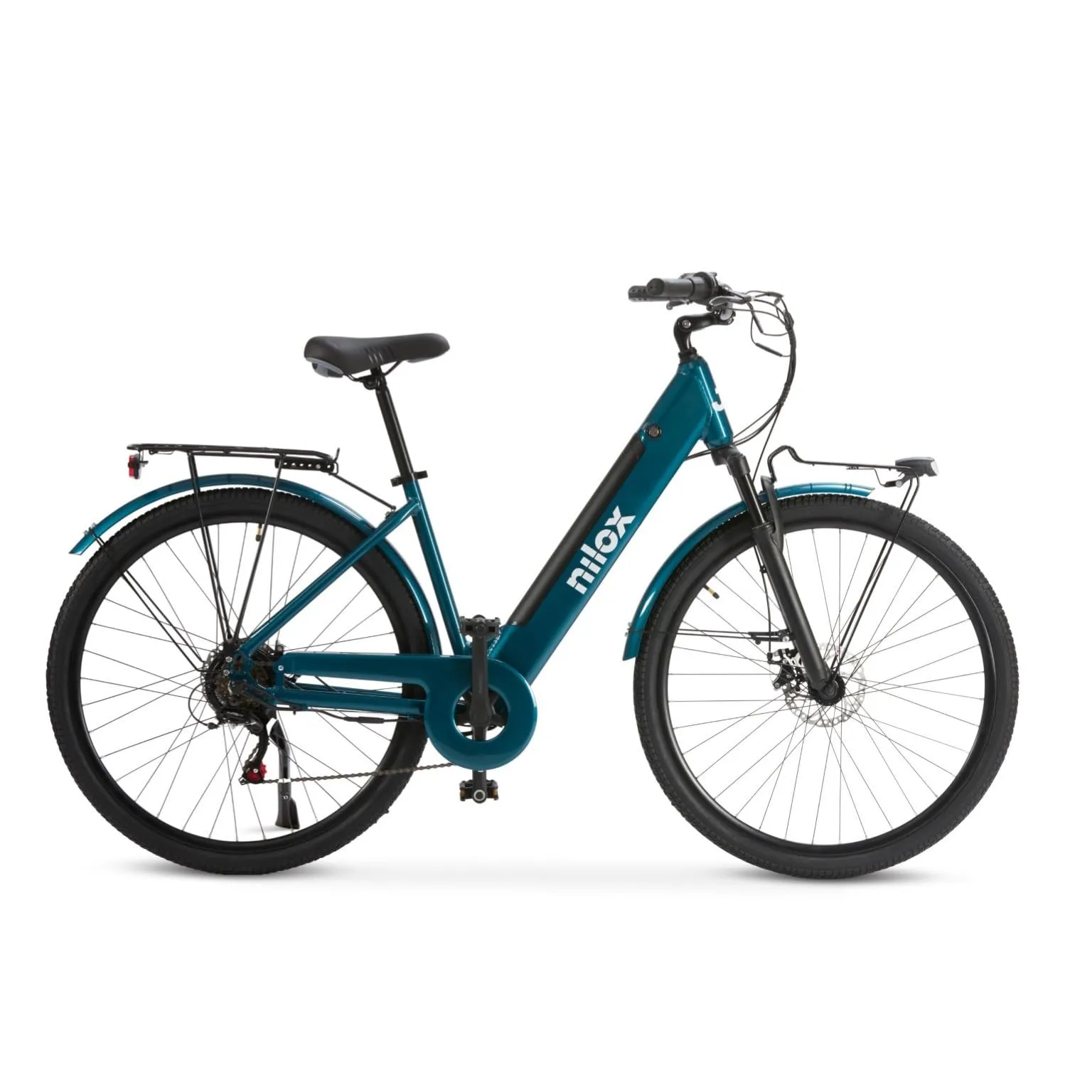 Nilox, Ebike J7, Bici Elettrica, Fino a 80 km di Autonomia, Fino a 25 Km/h, Motore da 36 V/250 W e Batteria Removibile 36 V-13 Ah, Gomme 28" x1,75, Cambio a 6 Velocità, Colore Verde
