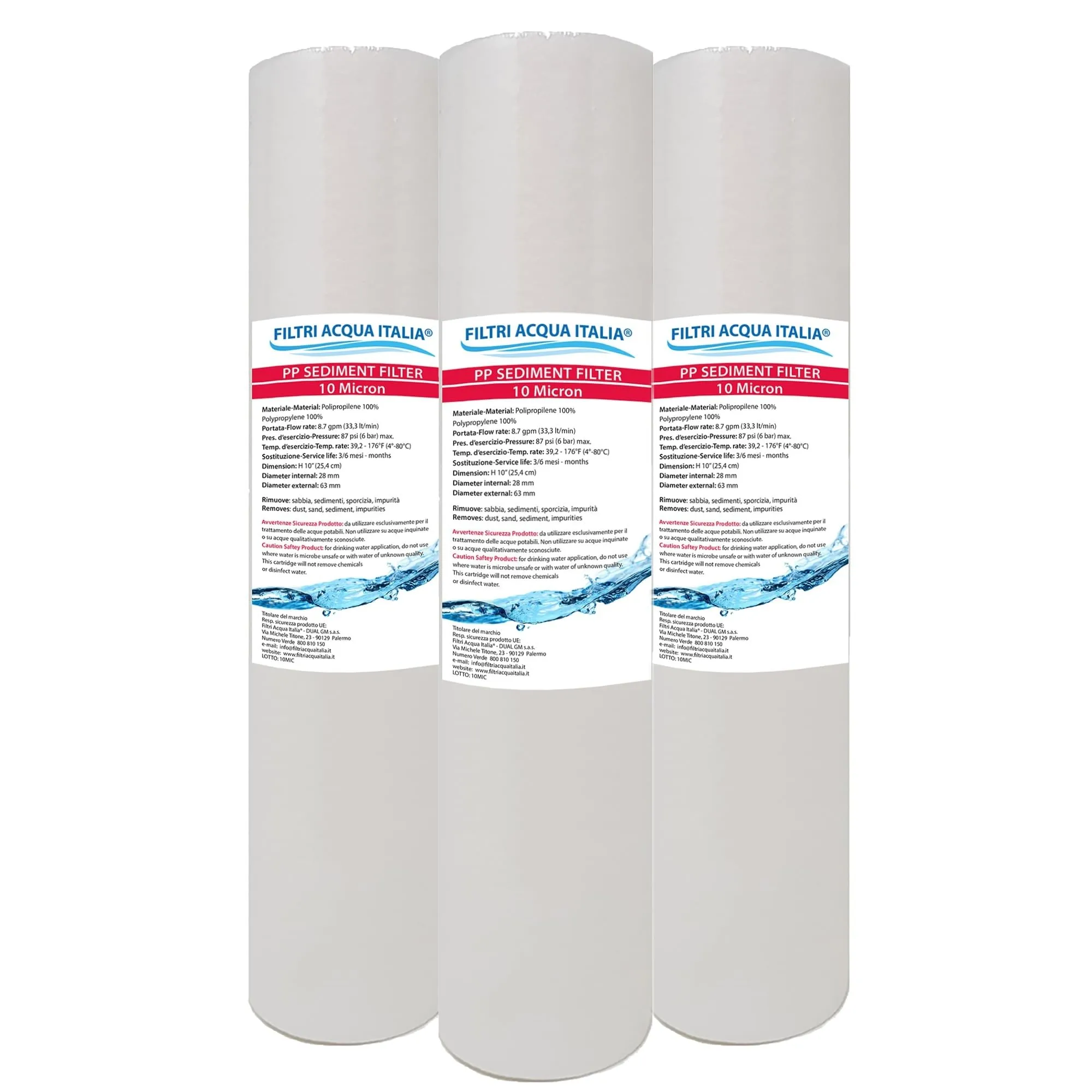 Cartuccia Filtro Acqua 10 Micron 10 Pollici SEDIMENTI