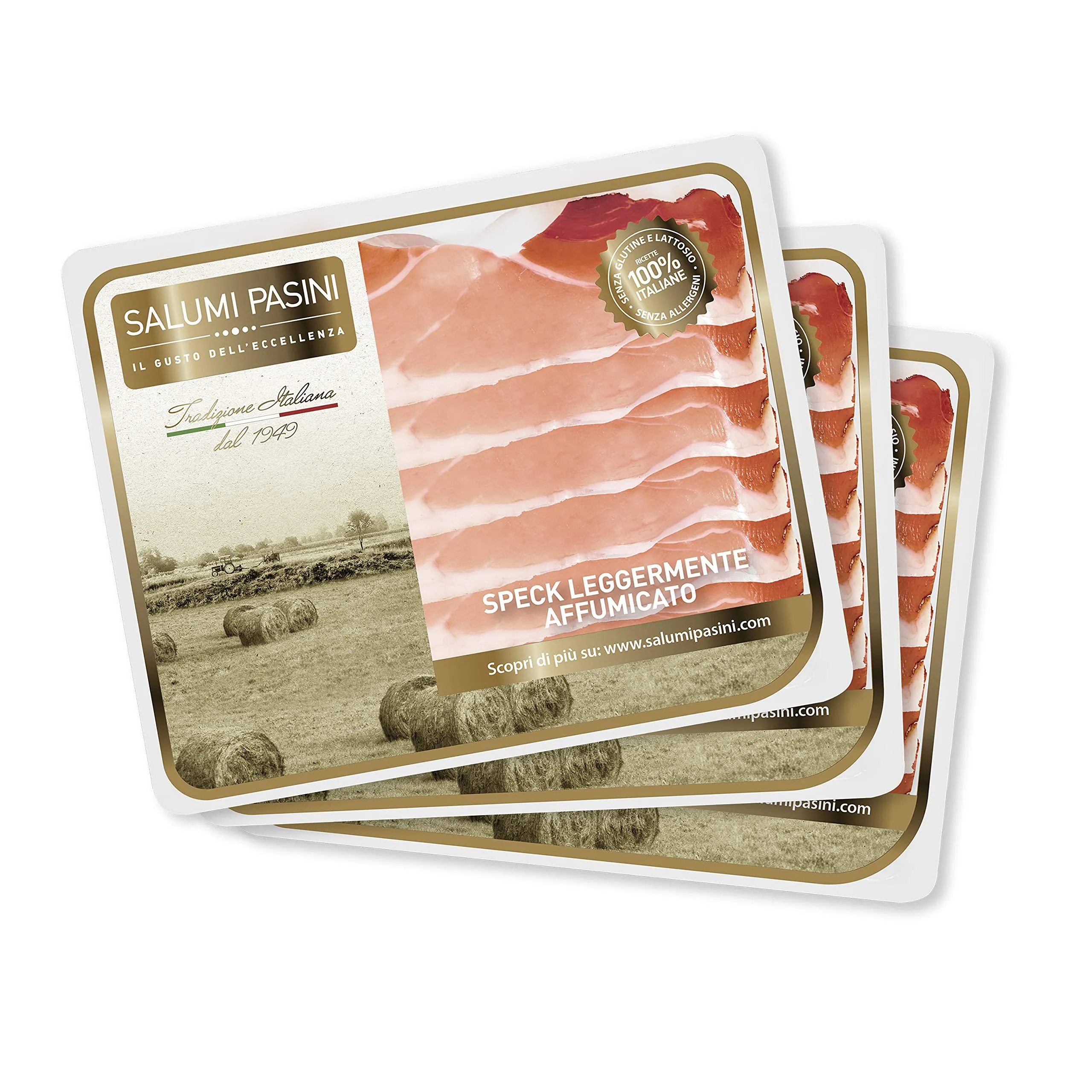 Speck Leggermente Affumicato Salumi Pasini® | 3 vaschette | 100 gr cad. | Senza Lattosio