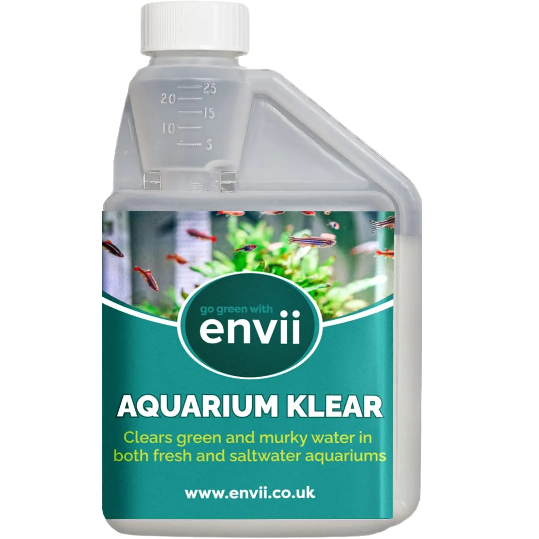 envii Aquarium Klear - Antialghe Acquario Dolce Batteri Trattamento per l'acqua - Trattamento Naturale per Acqua Cristallina - 500ml Tratta 4.000L - Attivatore Batterico Acquario Dolce