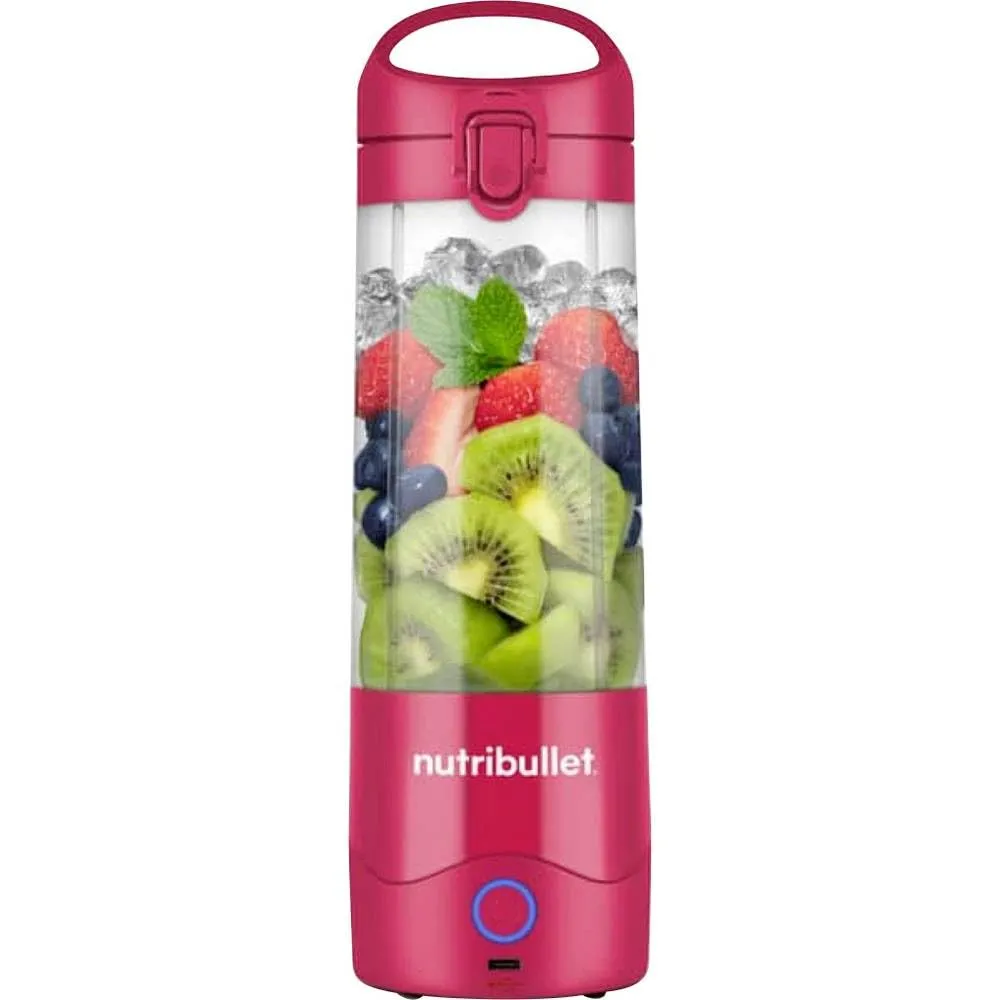 Nutribullet Leggero Frullatore Portatile, 475ml BPA Free Tritan, Mini Frullatore, Lama a 4 Punte Acciaio Inox, Frullatore Multifunzione, Caricatore USB-C, Oltre 15 Cicli Frullatura, NBP003MA, Magenta
