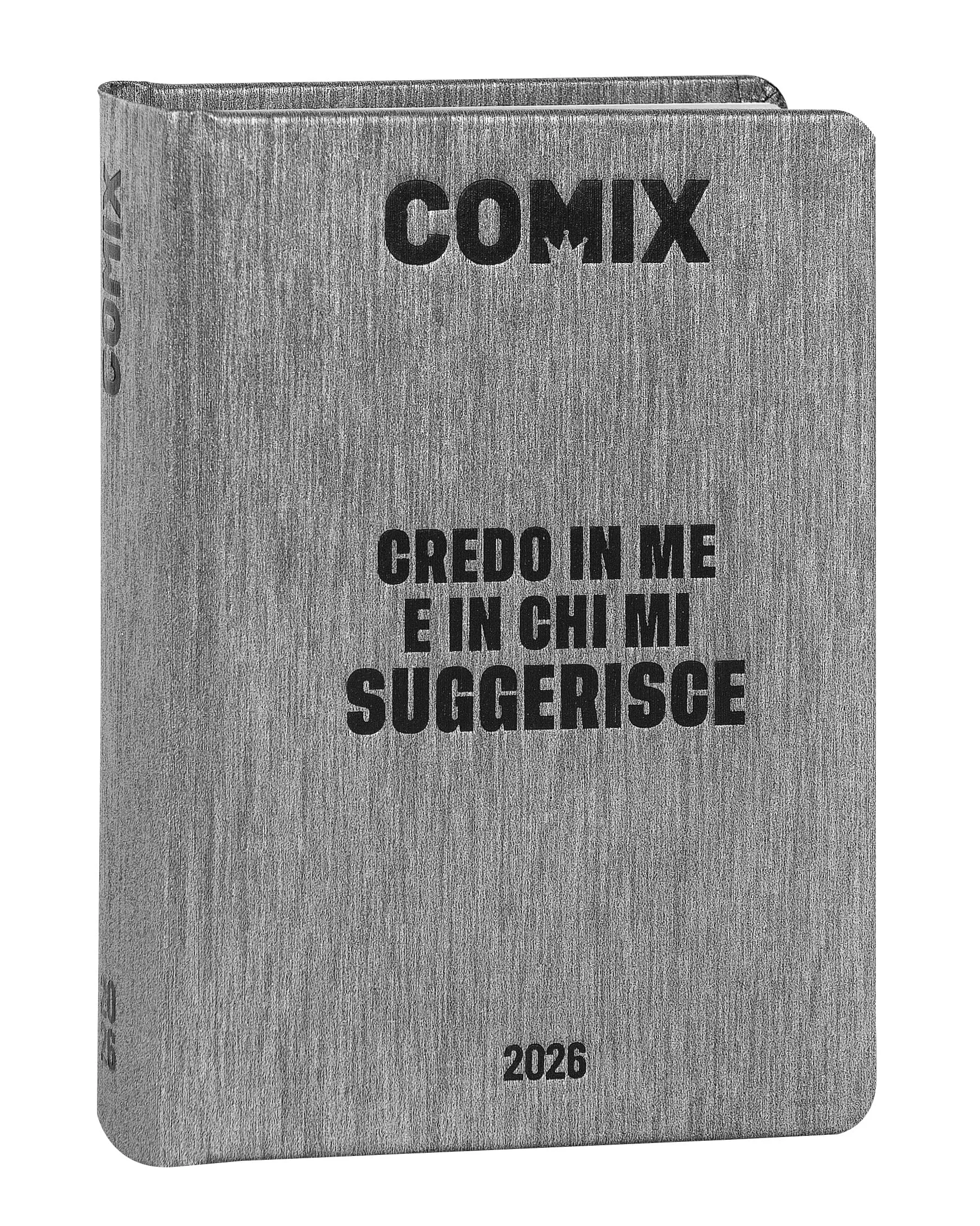 COMIX - Diario Mini Giornaliero 16 Mesi, Diario Scuola 2025-2026, con Copertina Rigida, Ideale per la Scuola Media e Superiore, 11x15.3h cm, Nero