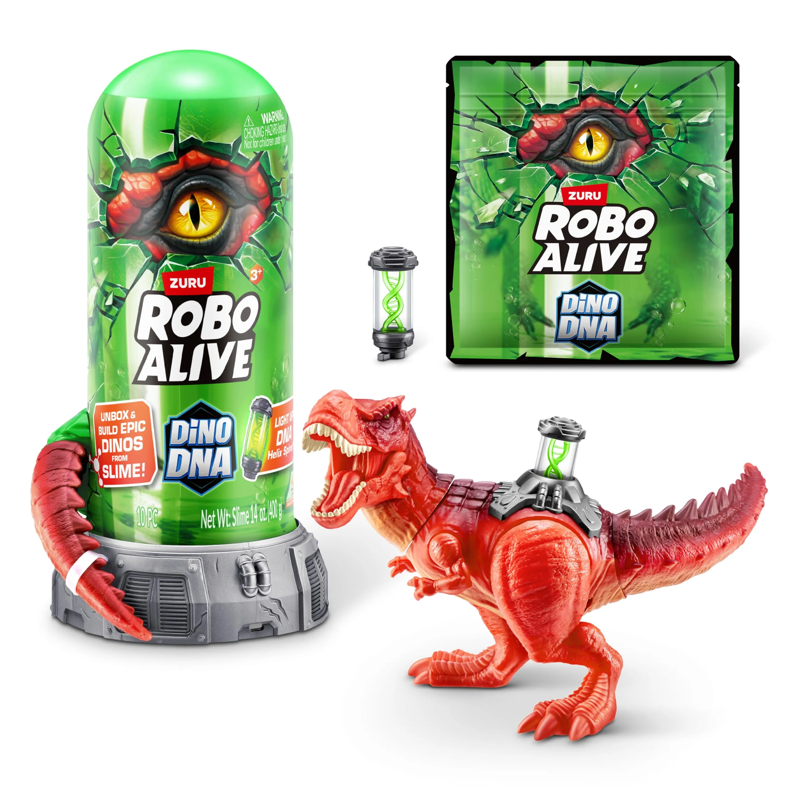 ROBO ALIVE Dino DNA by ZURU, Light-Up DNA Helix Spine. Ages 3+ (T-Rex)