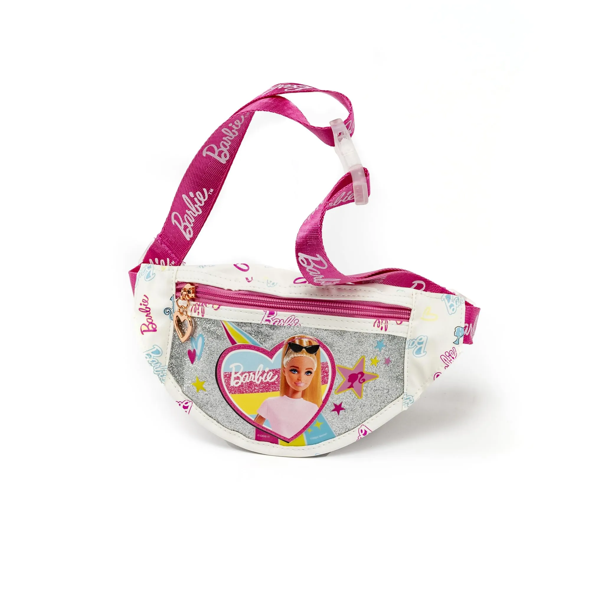 ODS - Barbie, Marsupio per Bambine con Tasca Frontale, Cerniera e Cintura Regolabile, Incluso 1 Foglio di Stickers Barbie, Accessorio Fashion in Ecopelle, Età Consigliata +3 Anni