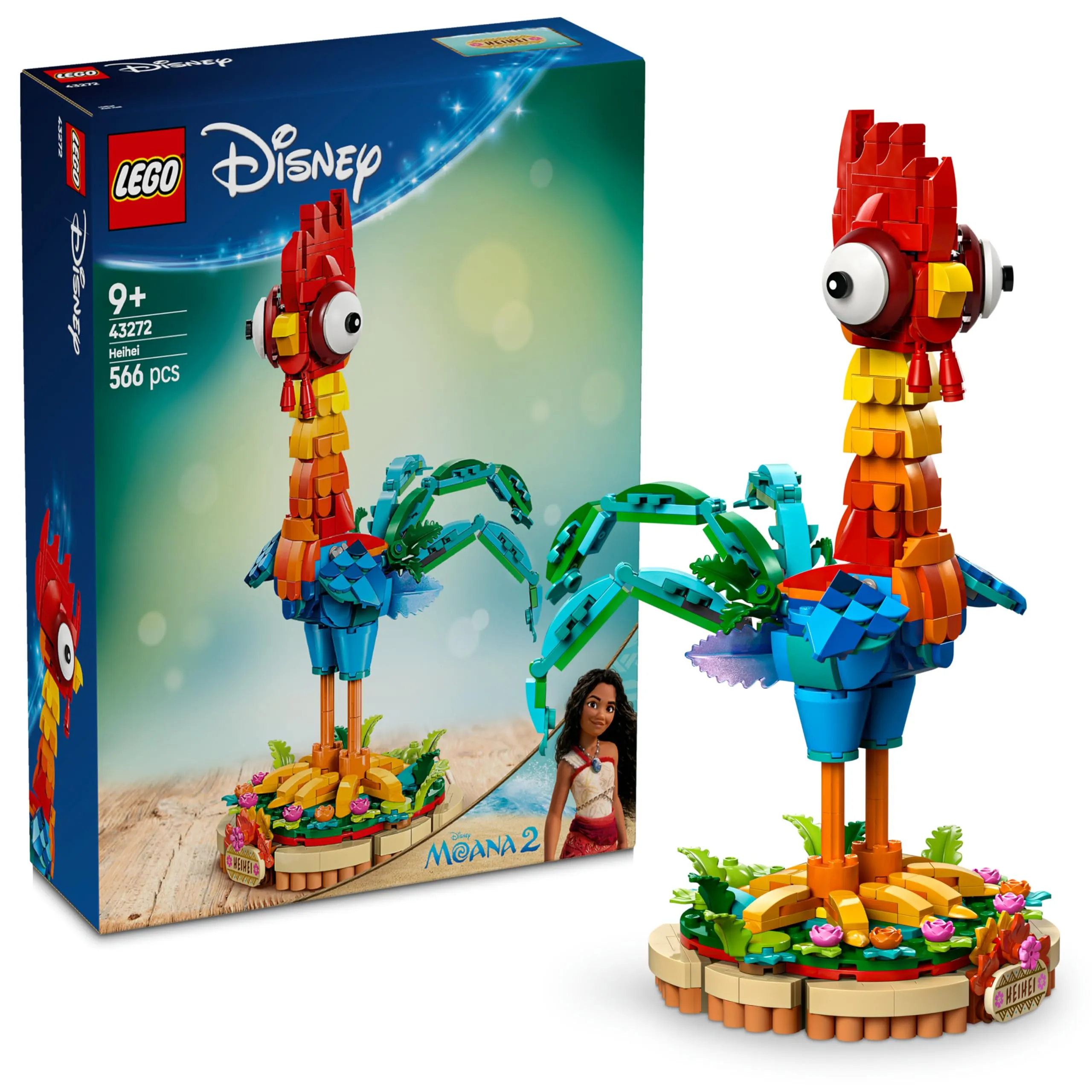 LEGO Heihei ǀ Disney dal Film Vaiana 2, Modello di Animale da Costruire con Parti Snodabili e Espositore, Giochi per Bambini e Bambine da 9 Anni in su, Idea Regalo di Compleanno da Collezione 43272