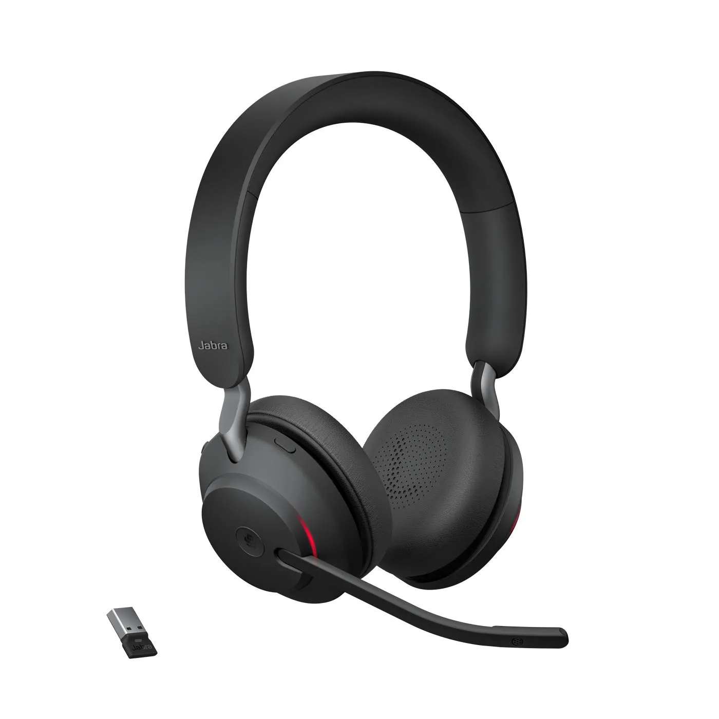 Jabra Evolve2 65 Wireless PC Headset – Noise Cancelling, Ottimizzato per Microsoft Teams, USB-A dongle, Nero, Stereo