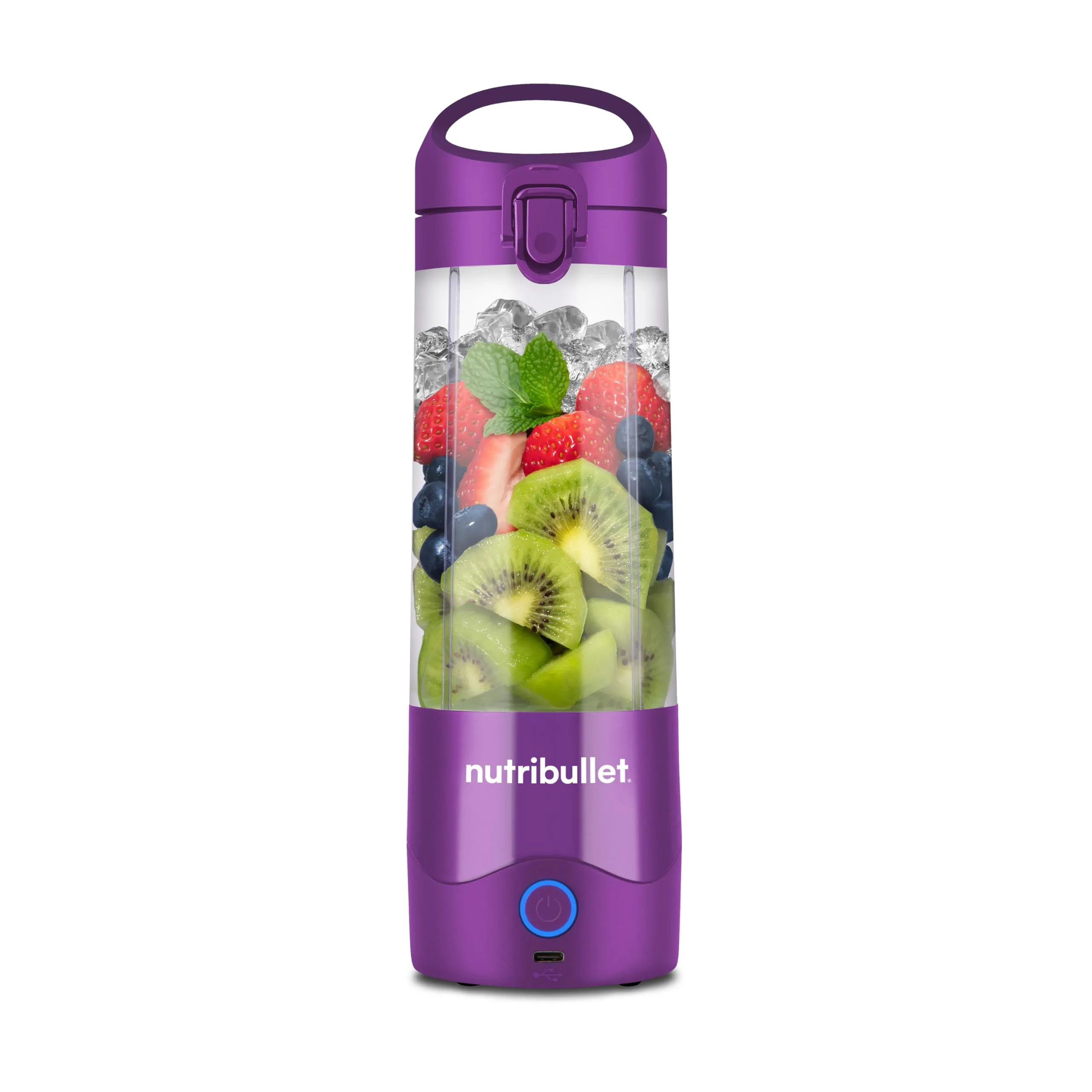 nutribullet portable blender, frullatore portatile, 475ml BPA free, mini frullatore, frullatore multifunzione, caricatore USB-C, oltre 15 cicli frullatura, viola, NBP003PU