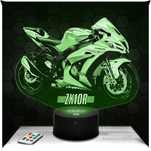 Lampephoto.fr - Lampada 3D Moto Ninja Kawa Decorazione Motard, Idea Regalo Uomo oggetto Moto Ninja Kawa Luce Notturna Adulto Decorazione Camera, Idea Regalo Natale Uomo originale, Gadget, Led TOP