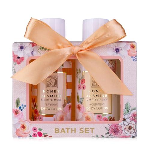 Accentra - Set doccia da donna Honey Jasmine in bella confezione regalo – Set di 2 pezzi con gel doccia e lozione per il corpo – Set regalo benessere per San Valentino, festa della mamma e Natale