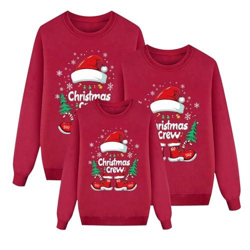 Generico Felpe Natale Famiglia Set, Maglione Natalizio Famiglia Funky Christmas Print Babbo Natalizi Felpe Famiglia Girocollo Pullover Sweatshirt Natalizio Donna