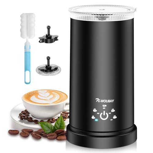 NWOUIIAY Montalatte Elettrico 5 in 1, Cappuccinatore 600W 350ML, Macchina per Schiuma Calda e Fredda Veloce, Silenzioso in Acciaio Inossidabile per Cappuccino, Latte, Macchiato e Cioccolata Calda