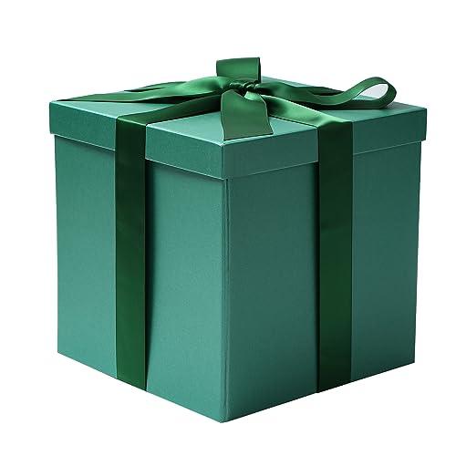 RUSPEPA Confezione regalo di compleanno media con coperchi, nastro e carta velina, confezione regalo pieghevole - 1 pz, 25,4 x 25,4 x 25,4 cm, verde