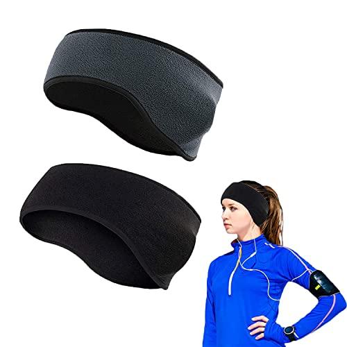 Fascia per gli sport invernali per donna e uomo ，Paraorecchie invernali，Paraorecchie, 2 fasce per lo sport calde adatte per fare jogging, escursioni e ciclismo. (Nero e grigio)