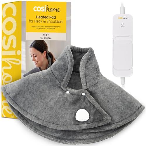 Cosi Home Termoforo Cervicale e Spalle – Cuscino termico riscaldato di lusso- Con Flanella super confortevole, telecomando e 3 impostazioni di calore