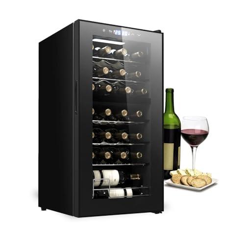 Wintem Cantinetta Vino Refrigerata Elegante - Doppia Temperatura Personalizzabile, Frigorifero Termoelettrico con Display LED Touchscreen | Capacità 28 Bottiglie 82L - Regalo di Natale