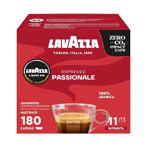 Lavazza, A Modo Mio Passionale, 180 Capsule Caffè, per un Espresso con Note di Caramello e Cioccolato, 100% Arabica, Intensità 11/13, Tostatura Scura, 5 Confezioni da 36 Capsule