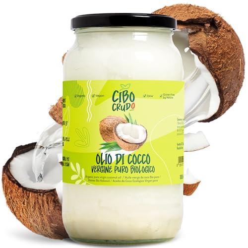 Olio di Cocco Biologico - 1 LT. Olio di Cocco Alimentare Bio Puro Ideale per Capelli Corpo e Viso. Coconut Oil Organic Vergine. Liquido Sopra i 23° Burroso/Burro sotto.