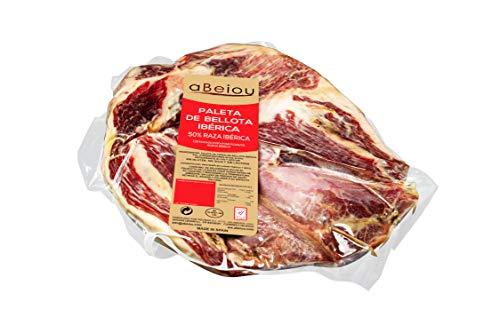 aBeiou. PROSCIUTTO IBERICO ALIMENTATO CON GHIANDE DISOSSATO (Spalla) Sottovuoto Pata Negra. Stagionato +30 mesi a Guijuelo Spagna. Peso da 2'3 a 2'8 kg. Paleta Iberica de Bellota Disossato Spagnolo.