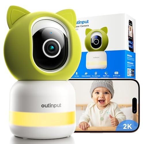 2K 4MP Baby Monitor Telecamera WiFi Interno 355°, APP Controllo, Luce Notturna Calda, Visione Notturna, Audio Bidirezionale, Promemoria Allattamento, Promemoria Temperatura e Umidità, Ninne Nanne