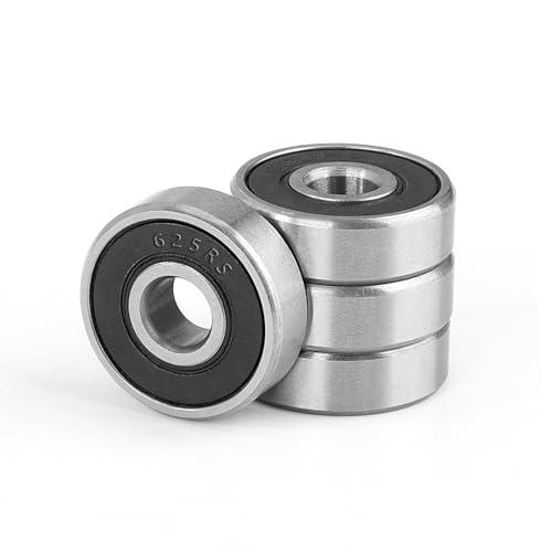 4 Pezzi 625-2RS Cuscinetti a Sfera Sigillati 5x16x5mm, Doppia Guarnizione in Gomma, Acciaio Cromato, Pre-Lubrificati, Gola Profonda in Miniatura per Skateboard, Scooter, Pattini in Linea