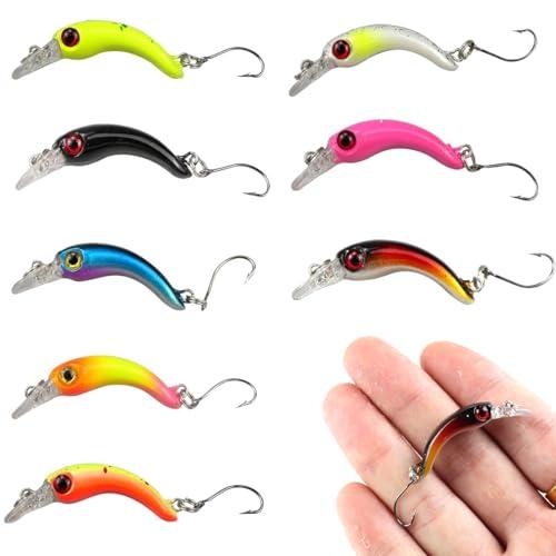 8 Pezzi Trout Spoon Set,Set di Cucchiai da Pesca,Mini Wobbler Trota,Spinnerbaits in Metallo Duro,Colorato Esche pesca,Esca di trota per la Pesca di Trote,per Acqua Dolce e Salata,Trota,Salmone,Spigola