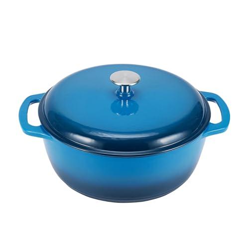 Amazon Basics Rotondo Casseruola in ghisa smaltata, 6.9 l, Blu