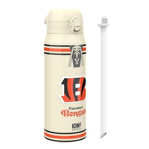 Ion8 NFL Cincinnati Bengals Borraccia Termica con Cannuccia Rimovibile, 750ml/24oz, a Prova di Perdite, Facile da Aprire, Serratura Sicura, Lavabile in Lavastoviglie, Maniglia per il Trasporto