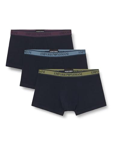 Emporio Armani Core Logoband 3-Pack Trunk Trunks, Marine/Marine/Marine, L Men's