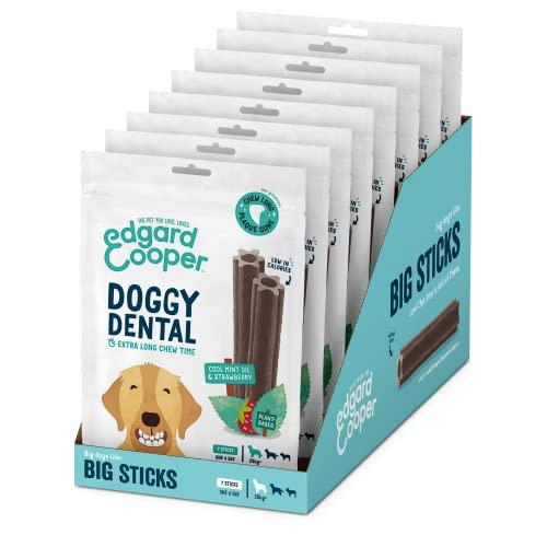 Edgard & Cooper Snack per Cane Stick Dentali Naturale 8x7 (confezione da 8) Bastoncini da Masticare, igiene dentale, tempo di masticazione lungo, alito fresco (Menta e Fragola, Grande)