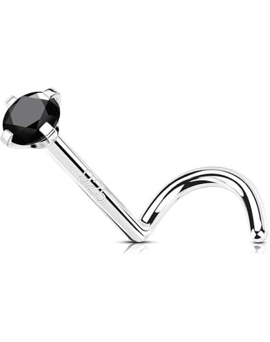 OUFER 20G Oro bianco Piercing Naso Argento 925 Anello Naso 7mm Nose Ring CZ Viola/Blu/Nero Nose Pin Piercing Nasale S Nose Piercing Piercing Naso Donna Piercing Naso Nostril (CZ Nero)