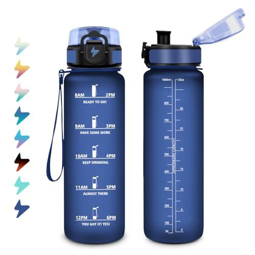 Borraccia Sportiva 1 Litro, Borraccia Motivazionale con Scala Temporale, con Filtro, Riutilizzabile, Facile Pulizia, Bottiglia a Prova di Perdite, Bottiglia Palestra per Campeggio, Corsa, Viaggio