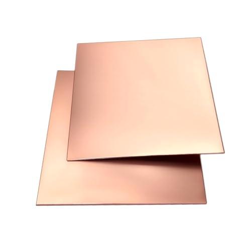 RRRST 2PCS Puro Lastre di rame 10x10cm, 1mm spessore, Purezza del rame 99.9%, quadrato Puro Lamiere di rame per gioielli DIY Artigianato modello pittura