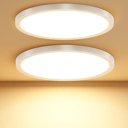 Taipow 18W 2448LM 3000K Plafoniera Led Soffitto Moderna, IP44 Lampada da Soffitto Rotonda per Garage Corridoio Bagno Camera da letto Cucina Seminterrato Ø22CM (2 pezzi)