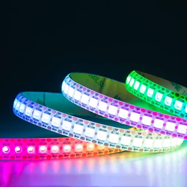 Jun-Saxifragelec Striscia LED, 1 m, 144 LED, WS2812B, 5 V, indirizzabile individualmente, flessibile, PCB nero, IP65, impermeabile (bianco, interno)