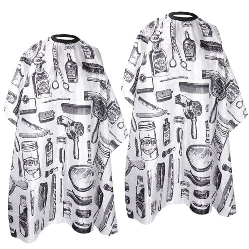 LUFFLOK 2 Pezzi Telo da Barbiere, Mantella Parrucchieri Bianco Stamp Duty, Cape da Salone di Parrucchiere, Telo da Barbiere Impermeabile, Cape Professionale per Styling Capelli, Taglio (Bianco)