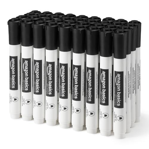 Amazon Basics Low-Odor Dry Erase Whiteboard Markers, Fine Tip, Black, 36 Count
