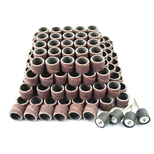 Merryland Levigatura Cilindri Abrasivi per Dremel 184pcs, Bande Maniche di Levigatura 80# 13mm 180pcs con Tamburo Mandrino 4pcs Utensil Rotante Elettrici DIY, RMTA184C1