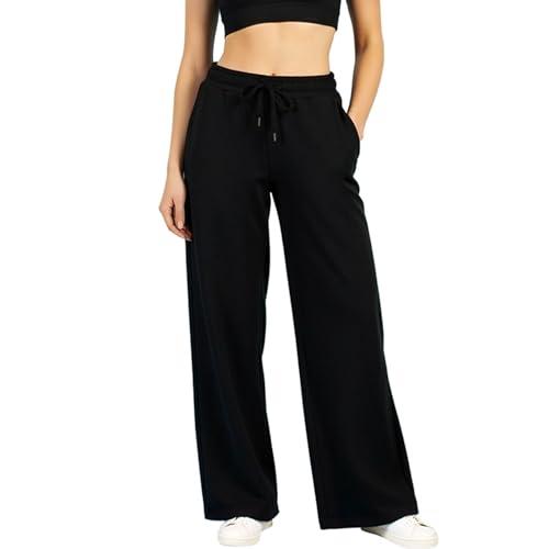 Neteson Pantaloni Sportivi Donna a Vita Alta Pantaloni da Jogging a Gamba Larga Comodi Pantaloni Palestra Larghi con Tasche e Coulisse Pantaloni Casual Elasticizzati per Jogging Fitness Running