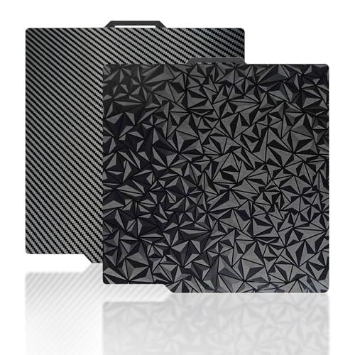 Piano di Stampa 3D Double Face PEO+PET per Bambu Lab X1 X1C X1E P1P P1S A1, Piastra in Acciaio a Molla 257x257mm con Superficie Liscia e Strutturata, ottimizzata per PLA/TPU/PETG/ABS