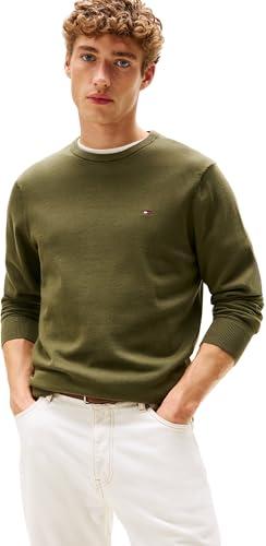 Tommy Hilfiger Uomo Pullover Essential Cotton con Scollo Rotondo, Verde (Huntsman Green), S
