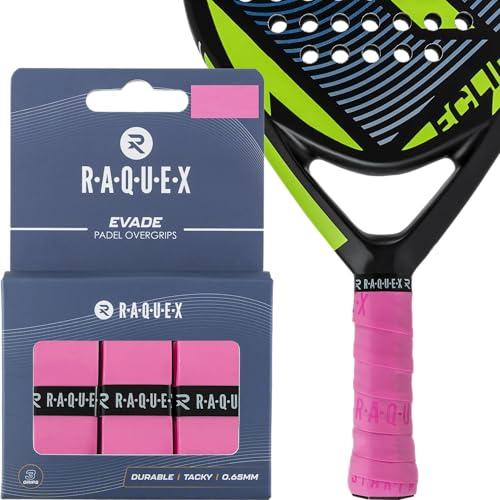Raquex Nastro overgrip per Racchette da Padel Evade, Rosa, Confezione da 3 Nastri overgrip, Spessore 0,65 mm, Assorbente, Leggermente appiccicoso e Antiscivolo per Racchette da Padel o Pickleball