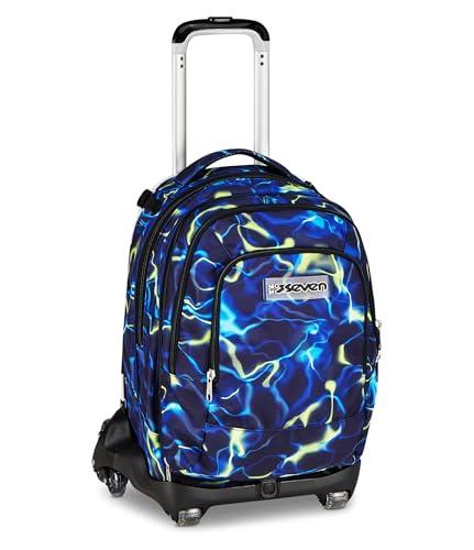 Seven Trolley Scuola Jack 8 Ruote Detach ELECTICVIBE BOY, Blu, 43 L, Scomponibile, Zainetto staccabile, 4 in 1, Cross-over System, Tasche multifunzione, Scuola elementare e media, Bambino, Ragazzo
