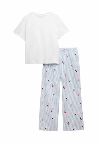 Marks & Spencer Pigiama in Puro Cotone con Pantaloni Tessuti da Donna Blu