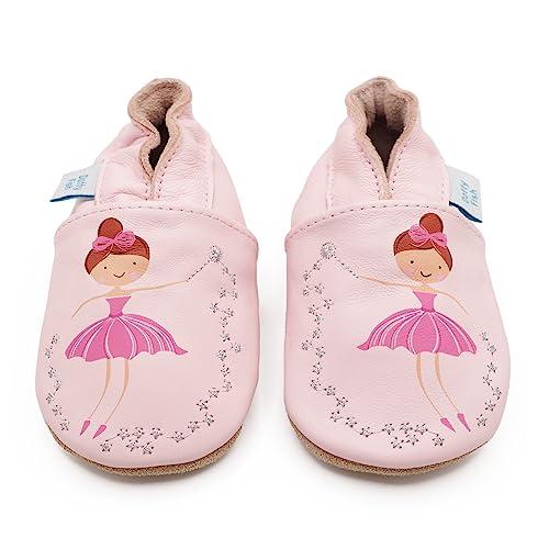 Dotty Fish Scarpine a Piedi Nudi per Bambine in Morbida Pelle. Marchio Britannico. Suola in Antiscivolo, approvate dai podologi, Traspiranti, Leggere e Flessibili - Ballerina Fata Rosa 2-3 Anni