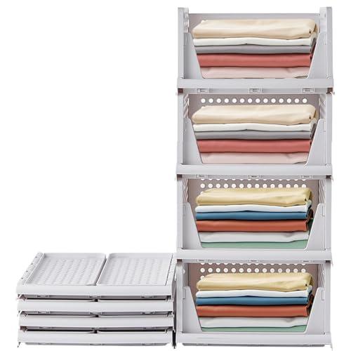 RMAN® Organizer Armadio, 4 set Organizer Cassetti, Portaoggetti Contenitori Pieghevole Scatole per Armadio Salvaspazio Cassettiera Armadio Interna per T-shirt, Pantaloni, Bianco